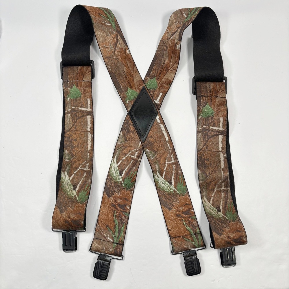 Realtree Mens One Size Suspenders Camo X-Back Heavy Duty Adjustable Clips